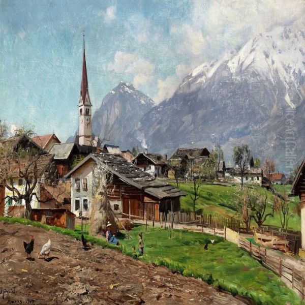 Summer Day In Amras,austria Oil Painting by Peder Mork Monsted