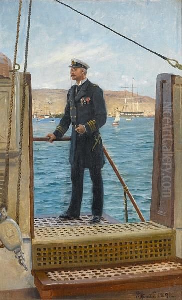 King George I Of Greece Oil Painting by Peder Mork Monsted