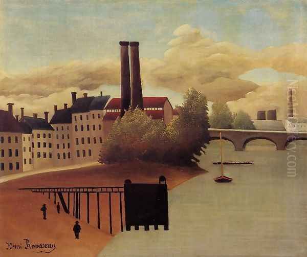 View Of The Outskirts Of Paris Oil Painting by Henri Julien Rousseau