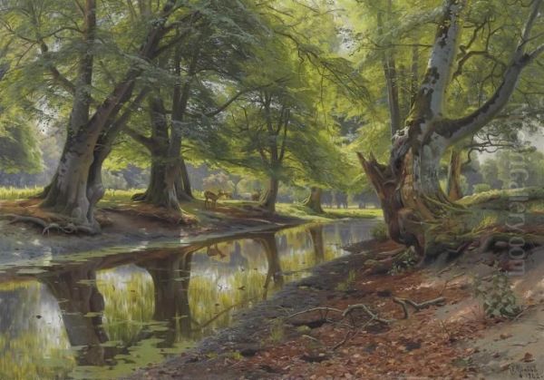 Still Water Oil Painting by Peder Mork Monsted