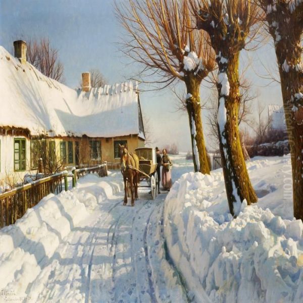 Winterlandscape From Herstedvester Oil Painting by Peder Mork Monsted