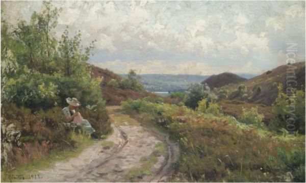 En Sommerdag (a Summer's Day) Oil Painting by Peder Mork Monsted