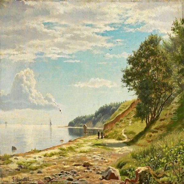 Family On The Beach Asummer's Day Oil Painting by Peder Mork Monsted