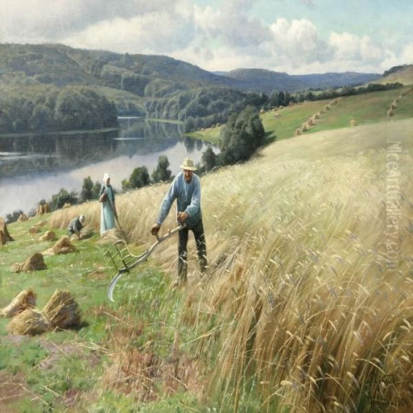 Rugen Hostes Oil Painting by Peder Mork Monsted