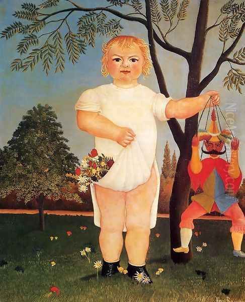 Child with Puppet Oil Painting by Henri Julien Rousseau