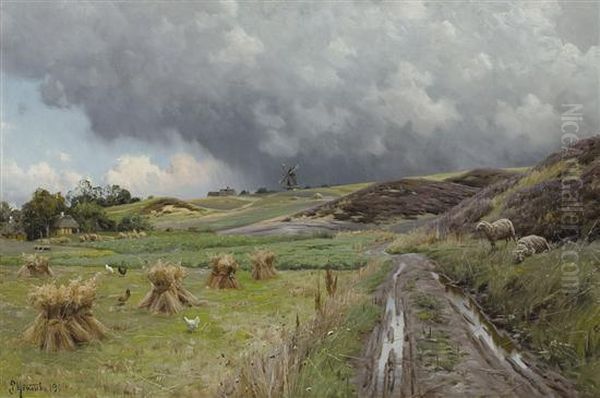 The Corn Stooks by Peder Mork Monsted