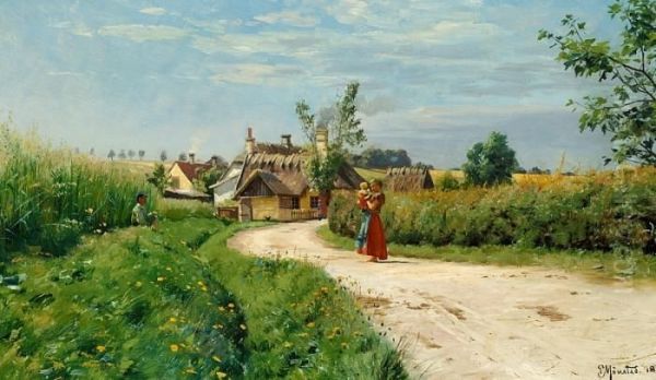 Summer's Day In The Country Oil Painting by Peder Mork Monsted