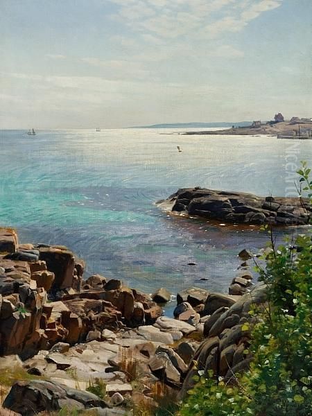 From The Coast Of Bornholm Oil Painting by Peder Mork Monsted