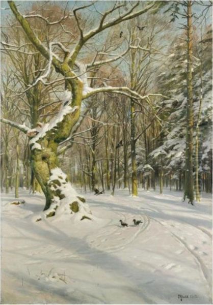 Tracks Through The Forest Oil Painting by Peder Mork Monsted