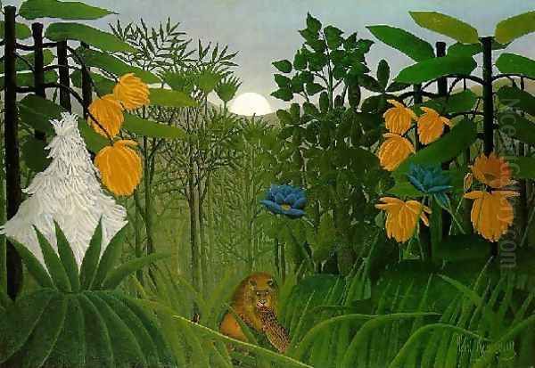 The Repast Of The Lion Oil Painting by Henri Julien Rousseau