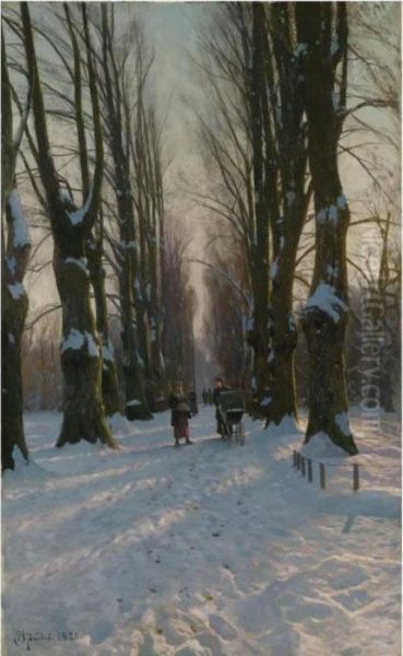 Evening Glow Oil Painting by Peder Mork Monsted