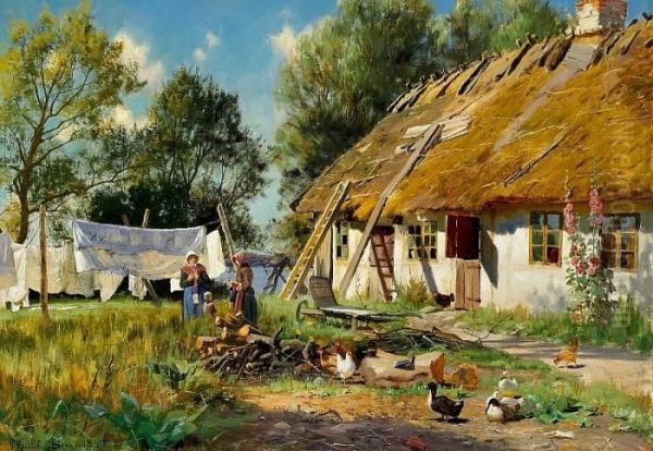 Old Farm House Oil Painting by Peder Mork Monsted