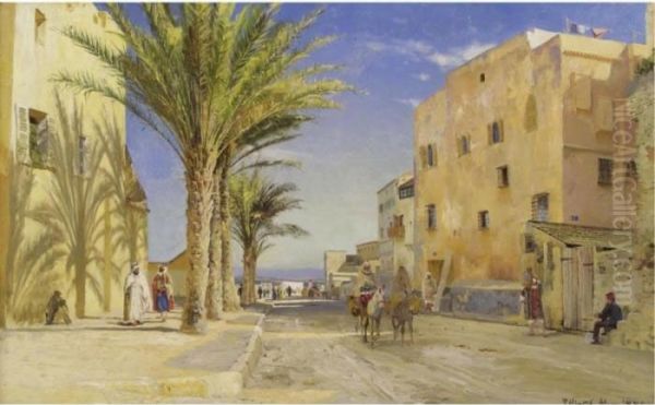 Street In Algiers Oil Painting by Peder Mork Monsted