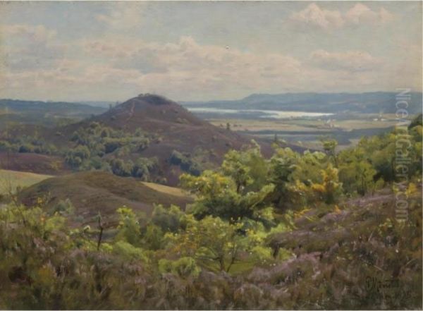 Udsigt Over Sindbjerg (view From Sindbjerg) Oil Painting by Peder Mork Monsted