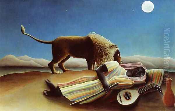 Sleeping Gypsy Oil Painting by Henri Julien Rousseau