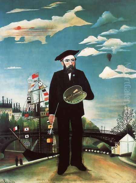 Myself Portrait Landscape Oil Painting by Henri Julien Rousseau