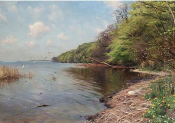 A View Of Fredensborg Oil Painting by Peder Mork Monsted