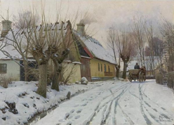 Winter Day Hoje Taastrup Oil Painting by Peder Mork Monsted