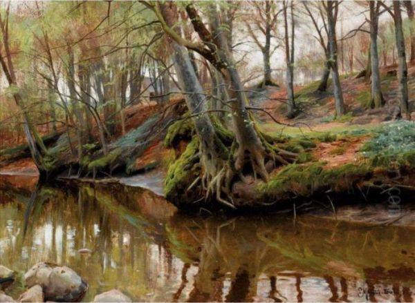 By The River Oil Painting by Peder Mork Monsted