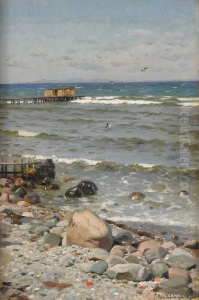 Stranden I Aalsgaard Oil Painting by Peder Mork Monsted