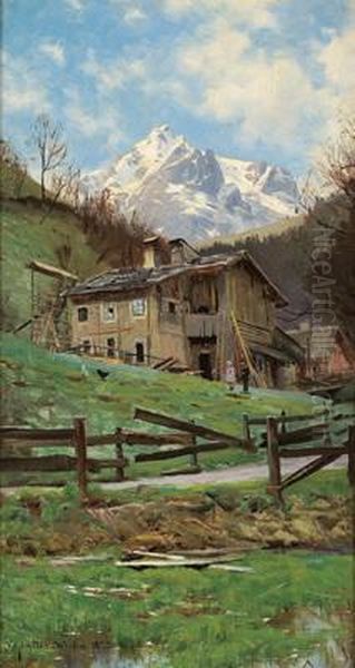 Veduta Di Werfen Oil Painting by Peder Mork Monsted