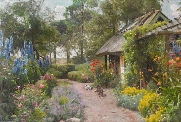 Meal Time Oil Painting by Peder Mork Monsted