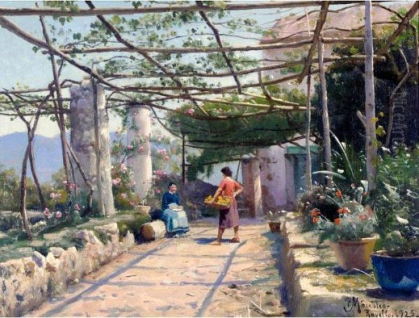 Resting Under The Pergola by Peder Mork Monsted