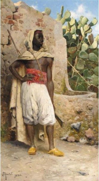 The Nubian Guard Oil Painting by Peder Mork Monsted