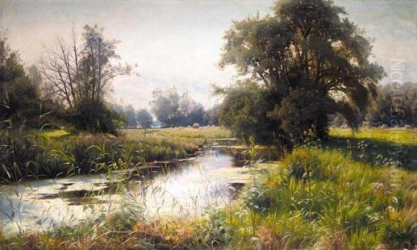 Sommereftermiddag Ved Aen (summer's Afternoon) Oil Painting by Peder Mork Monsted