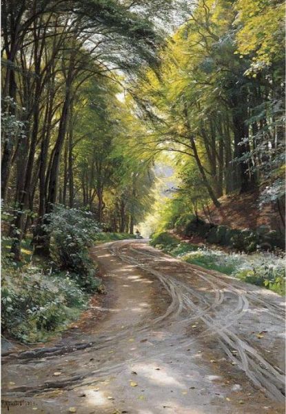 Chemin Dans Un Bois Oil Painting by Peder Mork Monsted