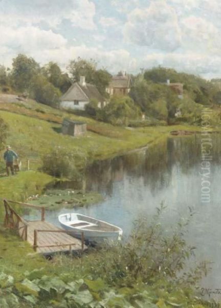 Hosterkob Oil Painting by Peder Mork Monsted