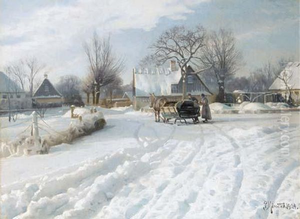 December Oil Painting by Peder Mork Monsted