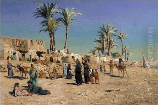 The Outskirts Of Cairo Oil Painting by Peder Mork Monsted