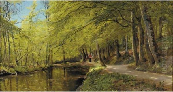 An Afternoon Stroll Oil Painting by Peder Mork Monsted