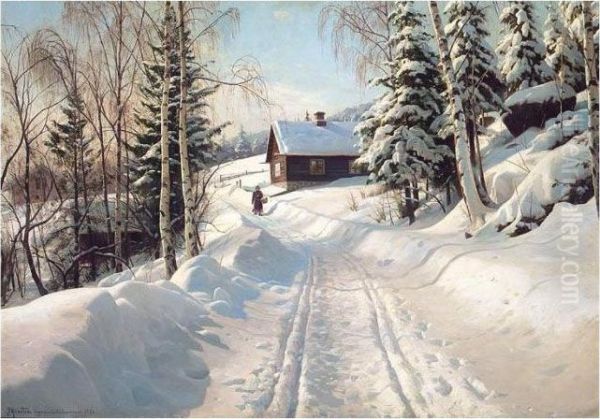 Vignaes, Lillehammer Oil Painting by Peder Mork Monsted