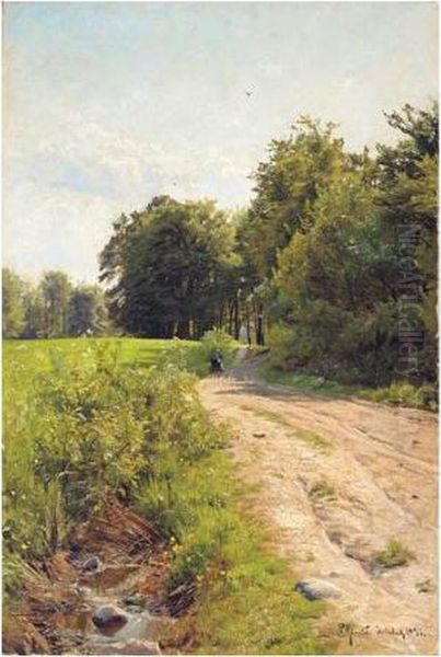 Sti I Sommerlandskab (summer Lane) Oil Painting by Peder Mork Monsted