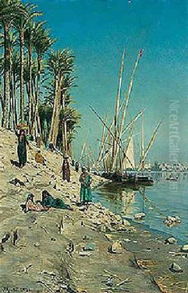 Nile Oil Painting by Peder Mork Monsted