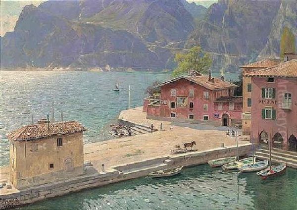 Torbole Oil Painting by Peder Mork Monsted