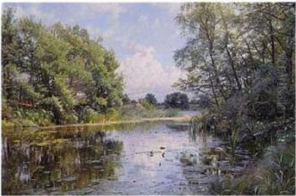 Summer Landscape, Hellebak Oil Painting by Peder Mork Monsted