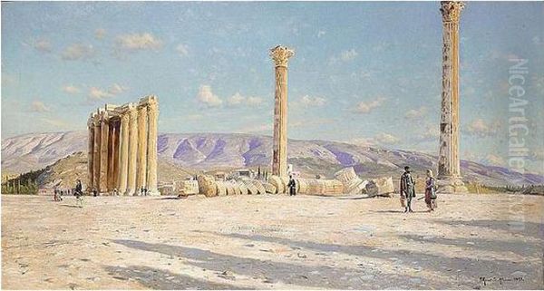 The Temple Of Olympeus Zeus Oil Painting by Peder Mork Monsted