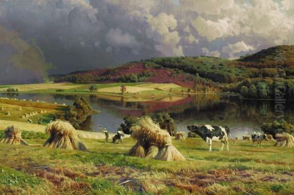 Summer Pastures Oil Painting by Peder Mork Monsted