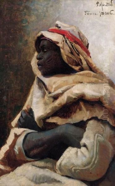 A Bedouin Oil Painting by Peder Mork Monsted