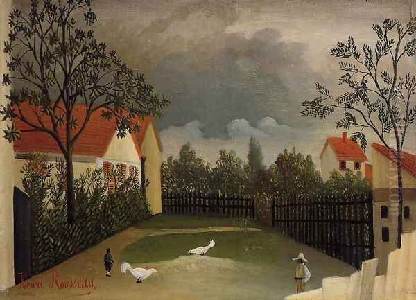 The Poultry Yard Oil Painting by Henri Julien Rousseau