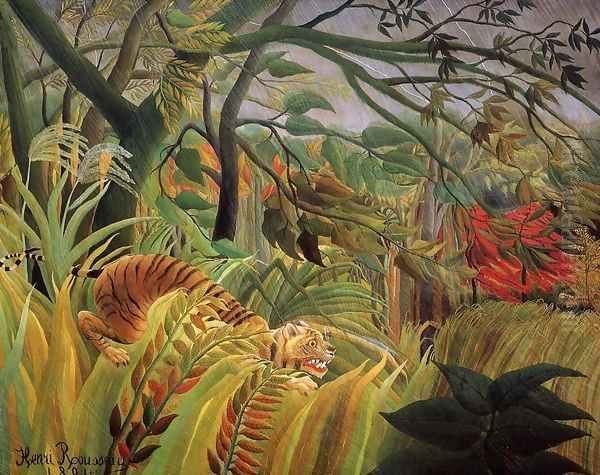 Surprise! Oil Painting by Henri Julien Rousseau