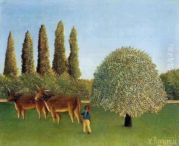 Meadowland Oil Painting by Henri Julien Rousseau