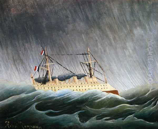 Boat in a Storm Oil Painting by Henri Julien Rousseau