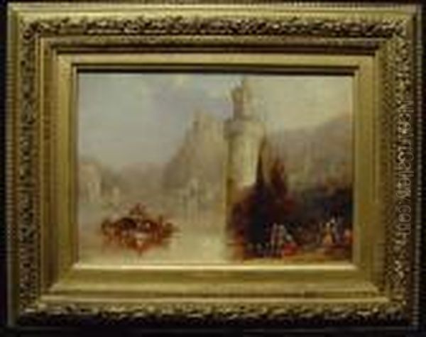 Romantische Rheinlandschaft Oil Painting by Alfred Montague