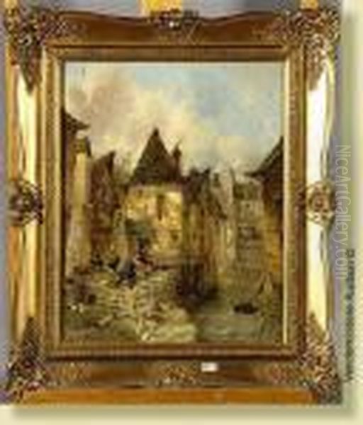 Vue De Ville Animee Oil Painting by Alfred Montague