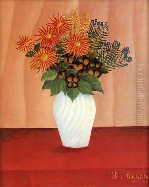 Bouquet of Flowers I Oil Painting by Henri Julien Rousseau