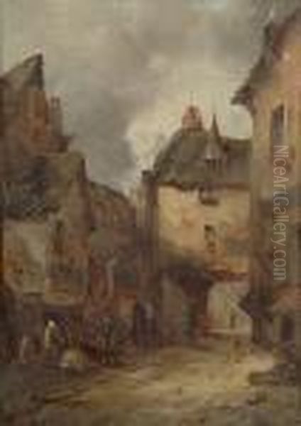 Street Scene Oil Painting by Alfred Montague